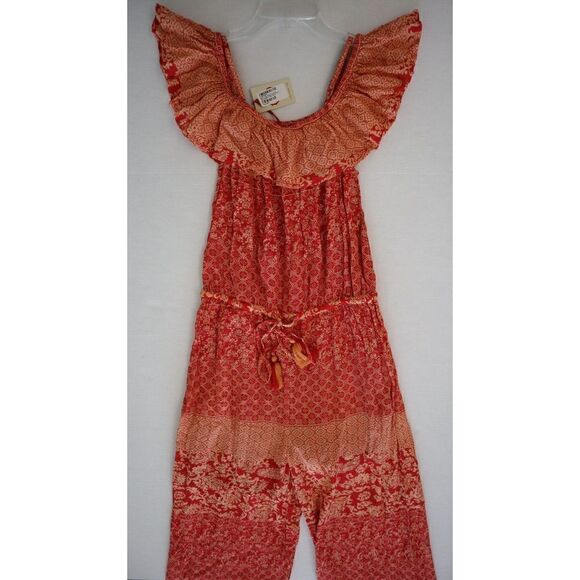 Anthropologie RAGA R3577-88 Women's Sz S Red Hard Lovin Frill Top Jumpsuit - Picture 5 of 6
